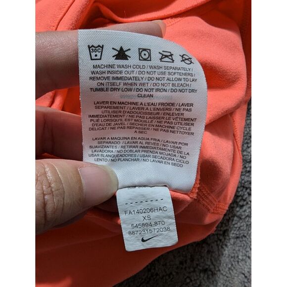Nike Running Long Sleeve Hooded Shirt Women's Size XS Orange Dri Fit - Picture 6 of 14